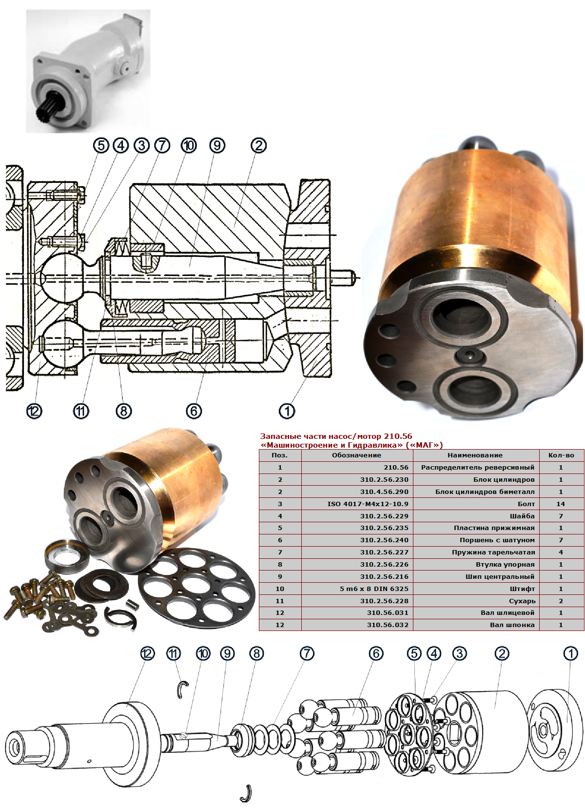 Запасные части насос/мотор 210.56 «Машиностроение и Гидравлика» («МАГ»)
